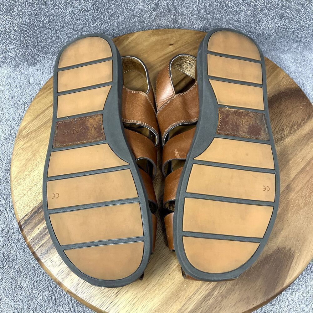 VIONIC Gil Brown Leather Adjustable Buckle Sling Fisherman Sandals Men's Size 12 - Picture 6 of 8